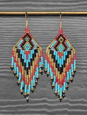 Margaux Boho Earrings Handmade Beaded Fringe Chic Jewelry Boheme